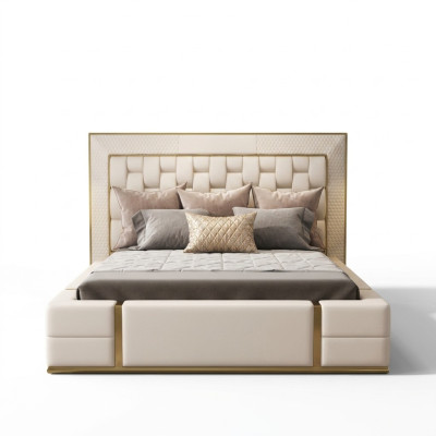 Lit double Lit en cuir Lits Lit Rembourrage en cuir Chambre 180x200cm