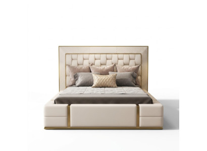Lit double Lit en cuir Lits Lit Rembourrage en cuir Chambre 180x200cm