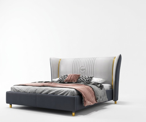 Designer Lit Double Lit Hôtel Chambre de Luxe 150/180x200cm Cuir