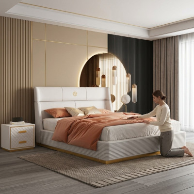 Lit design moderne xxl Lits doubles Textile hôtelier 150 180x200cm