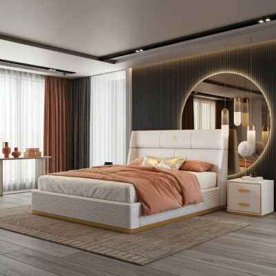 Lit design moderne xxl Lits doubles Textile hôtelier 150 180x200cm