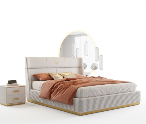 Lit design moderne xxl Lits doubles Textile hôtelier 150 180x200cm
