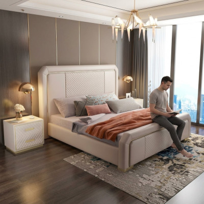 Designer lit double Hôtel de luxe chambre 180x200cm Lits
