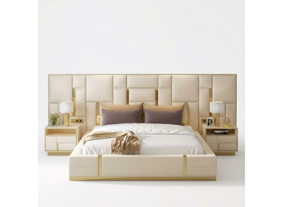 Conception de literie de luxe en bois pour lit double d'hôtel.