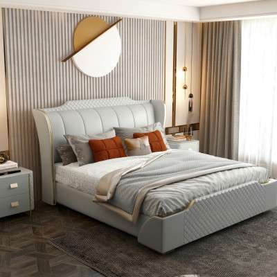 Designer lit en bois Mobilier noble Lits doubles Chambre à coucher 180x200cm