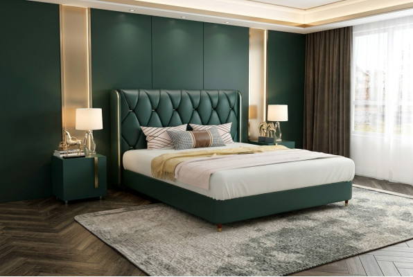 Revêtement de lit de luxe design de lit rembourré double hôtel mariage 180x200cm en cuir.