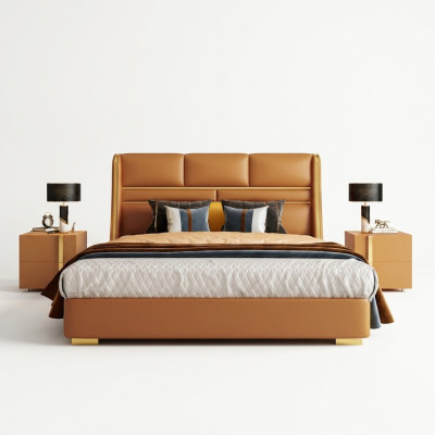 Lit double classique Lits Lits en bois Style de maison de campagne Chambre.