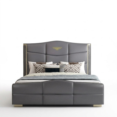 Lit double de design Lit en cuir Lits Lits Revêtement en cuir Mariage 180x200cm