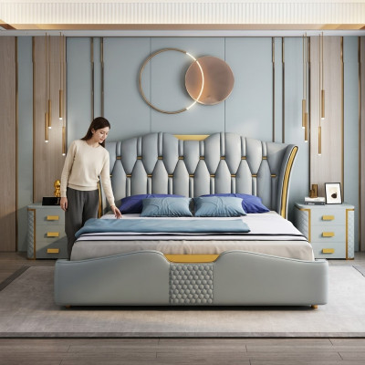 Chambre verte Design de l'ameublement de lit Lit double Hôtel Lits 180x200cm