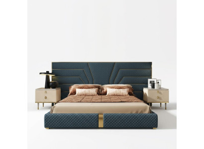 Lit design 180x200 Lits en cuir textile Double chambre de repos de luxe