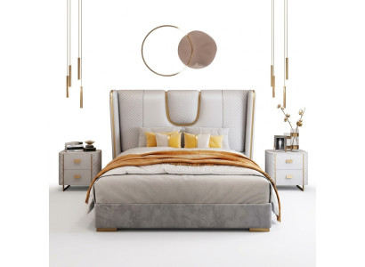 Chambre de luxe Lit double Lit 150/180x200cm Lits en cuir et métal