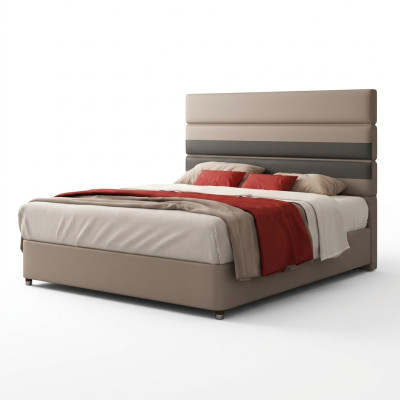 Revêtement en cuir Lit Lits Hôtel Luxe Designer Double Mariage Chambre Beige