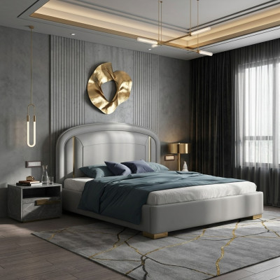 Lit design moderne 180x200 en velours métallique Lits d'hôtel double mariage sommeil.