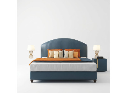 Conception de rembourrage de lit de luxe Lits doubles en métal Mariage Chambre de sommeil Bleu
