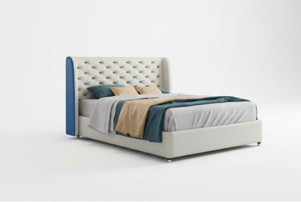 Conception de la literie de lit de luxe double en cuir pour chambre de sommeil d'hôtel moderne.