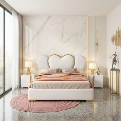 Chambre de luxe Lit Design Rembourrage de lit Lits doubles de luxe en cuir d'hôtel