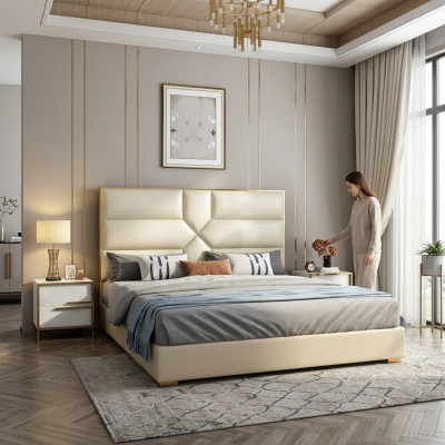 Chambre de luxe Lit Design en tissu Lit Double de luxe Lits d'hôtel Hôtel
