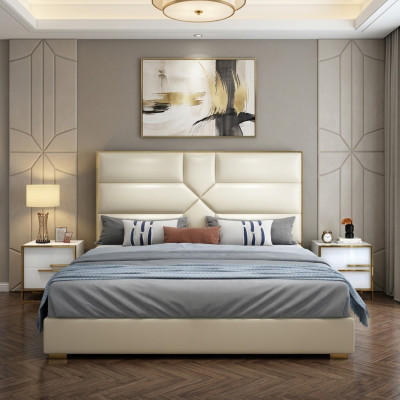 Chambre de luxe Lit Design en tissu Lit Double de luxe Lits d'hôtel Hôtel