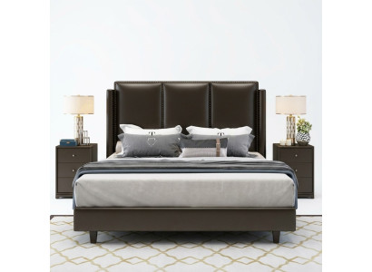 Style moderne Lit Lit double Chambre Linge de lit en cuir Lits doubles en textile
