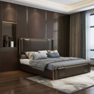Lit de designer de luxe pour la chambre Meubles en velours recouvert Lits en tissu