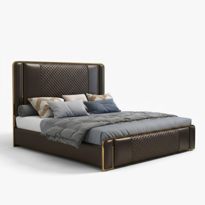 Lit de designer de luxe pour la chambre Meubles en velours recouvert Lits en tissu