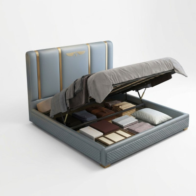 Design de rembourrage de lit de luxe Lits métalliques lits doubles Mariage Dormir Chambre en cuir