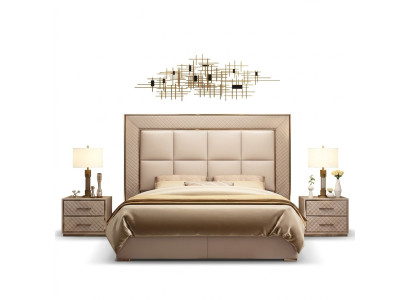 Revêtement classique en simili cuir Lit double Lits de design de luxe Double