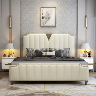 Lit design 180x200 en cuir métal hôtel lits décoratifs chambre double