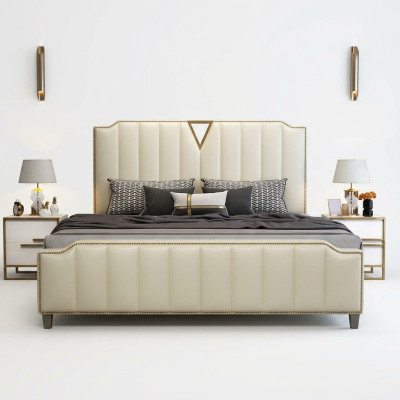 Lit design 180x200 en cuir métal hôtel lits décoratifs chambre double