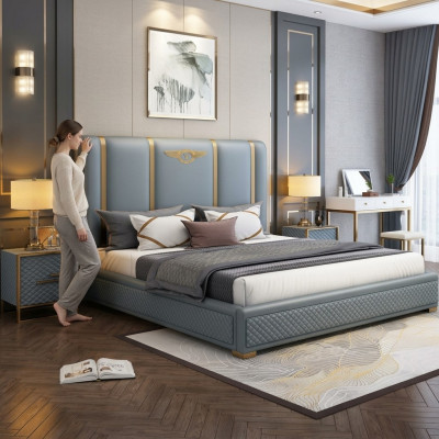 Conception de luxe de la literie en métal double de l'hôtel de la chambre de sommeil du mariage