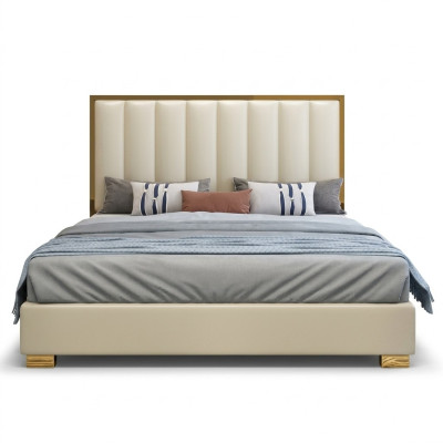 Lits Lits Bois Cuir Rembourrage Mariage Design Cuir Hôtel Mobilier Boxspring