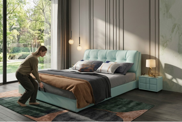 Lit design 180x200 Lits en cuir en métal Chambre double de luxe Mariage