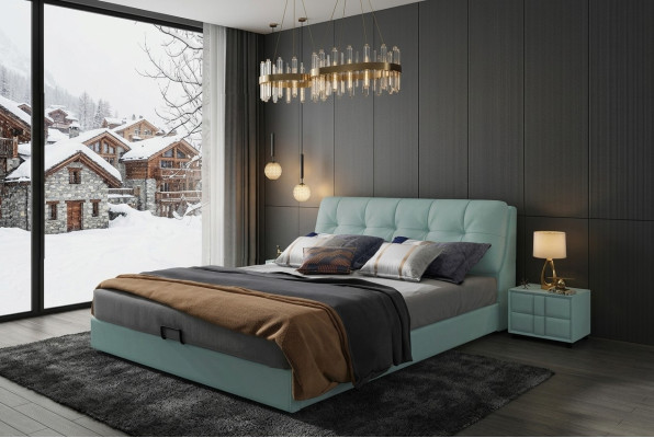Lit design 180x200 Lits en cuir en métal Chambre double de luxe Mariage