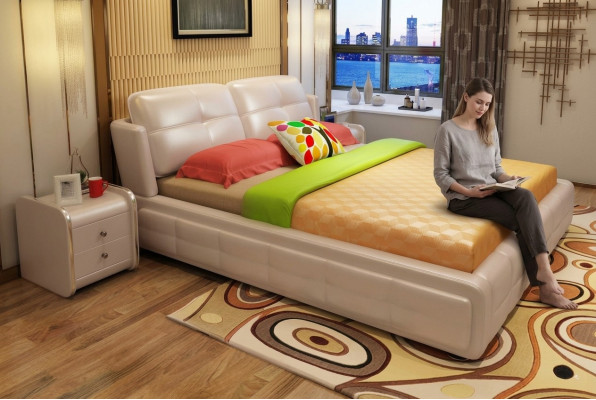 Chambre de luxe avec lit rembourré design décoratif 180x200cm - Lits doubles d'hôtel