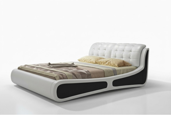 Conception de revêtement de lit de luxe Lit double blanc 180x200cm Chambre de sommeil en cuir