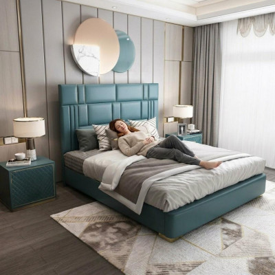 Hôtel de luxe en cuir Lit double Lits rembourrés Chambre à coucher 180x200 Double