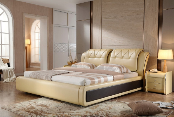 Chambre de luxe Lit Rembourrage Design Lits Doubles d'Hôtel Lit en Cuir
