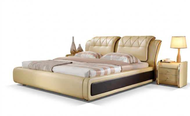 Chambre de luxe Lit Rembourrage Design Lits Doubles d'Hôtel Lit en Cuir