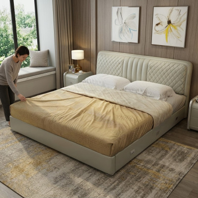 Conception de tissu Lits doubles Lits de luxe Mariage Moderne Cadre d'hôtel Dormir
