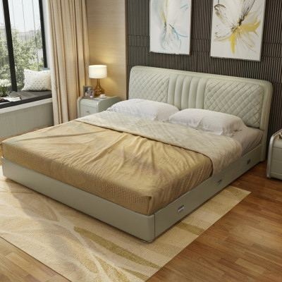 Conception de tissu Lits doubles Lits de luxe Mariage Moderne Cadre d'hôtel Dormir