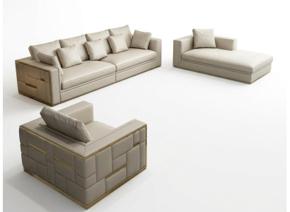 Ensemble de canapé de luxe en cuir Design Canapé rembourré Ensembles de mobilier de canapé