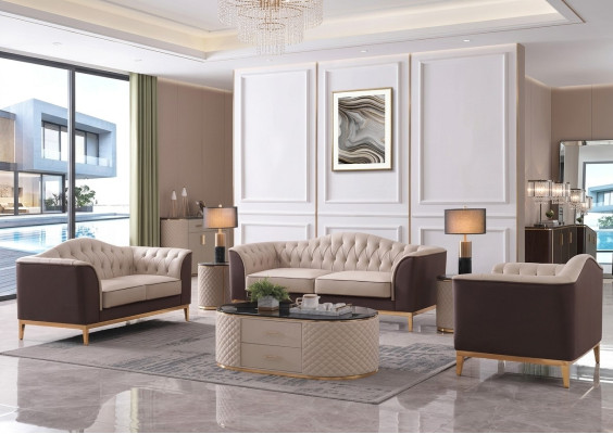 Meubles de luxe Ensemble de canapés Canapé Décoration Tapisserie 3+2+1 places + Table basse