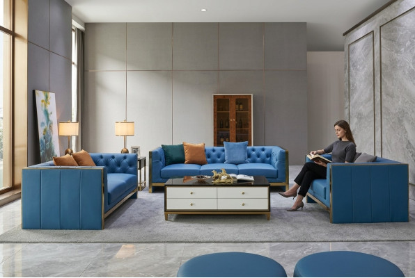 Ensemble complet de canapés Chesterfield 3 places 2 places 1 place Table basse Designer 4 pièces