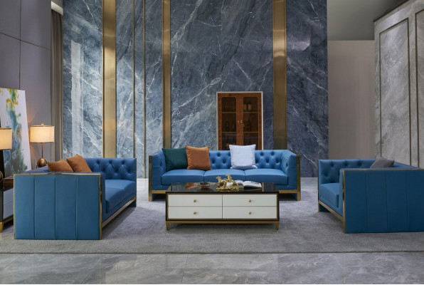 Ensemble complet de canapés Chesterfield 3 places 2 places 1 place Table basse Designer 4 pièces