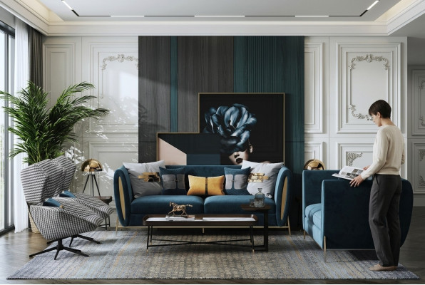 Ensemble de canapé 3+1 places Design Canapés Rembourrage Canapés Textile Relax Luxe