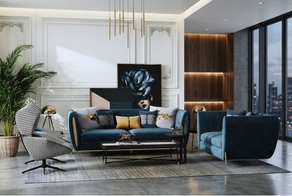 Ensemble de canapé 3+1 places Design Canapés Rembourrage Canapés Textile Relax Luxe