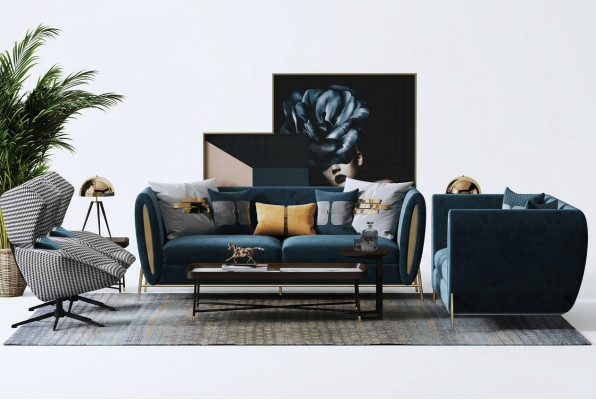 Ensemble de canapé 3+1 places Design Canapés Rembourrage Canapés Textile Relax Luxe