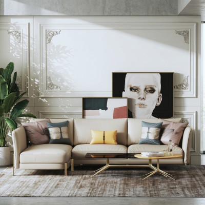 Designer Suite canapé canapé canapé d'angle avec tabouret Tapisserie Paysage vivant