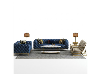 Ensemble complet de canapé 3 places 2 places 1 place 1 place de designer de luxe 4 pièces. Canapé en cuir