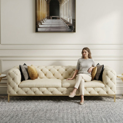 Canapé Chesterfield Canapé Rembourrage 3 Places Canapés Siège Suite Canapés Blanc